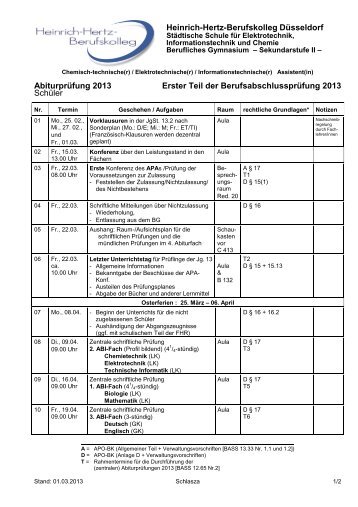 Prüfungsplan ETA/ITA AHR 2013 - Heinrich-Hertz-Berufskolleg