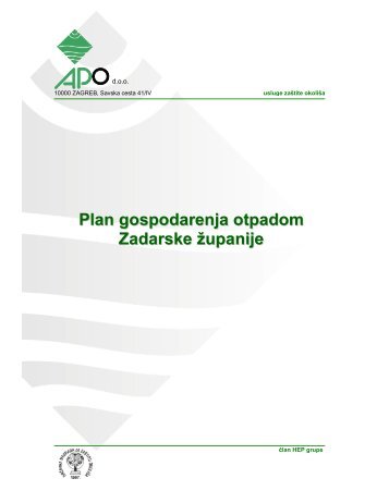 Plan gospodarenja otpadom Zadarske Å¾upanije - Zadarska Å¾upanija