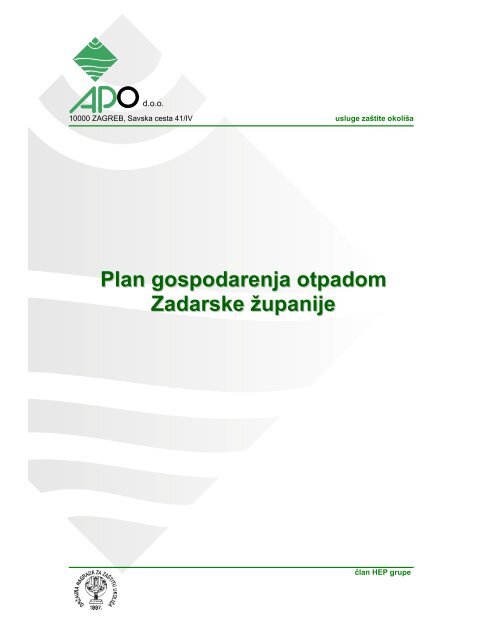 Plan gospodarenja otpadom Zadarske Å¾upanije - Zadarska Å¾upanija