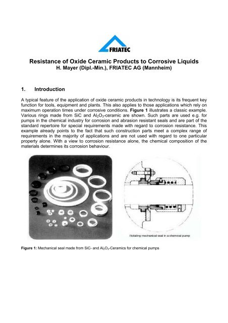 Resistance of Oxide Ceramic Products to Corrosive Liquids - Friatec