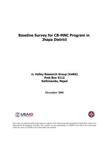 Baseline Survey for CB-MNC Program in Jhapa District