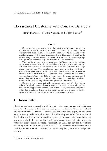 Hierarchical Clustering with Concave Data Sets