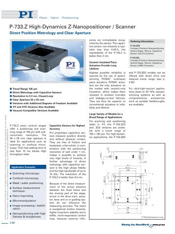 P-733.Z High-Dynamics Z-Nanopositioner / Scanner (PDF)