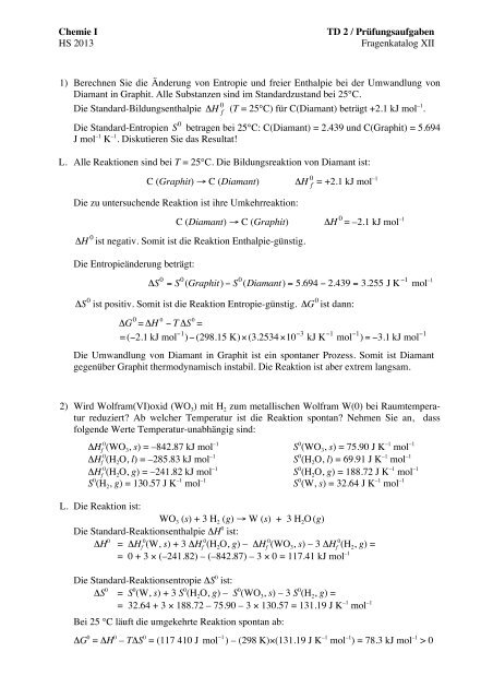 Chemie I Thermodynamik / Elektrochemie / Kinetik HS 2012 ...