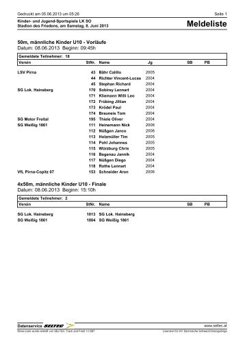 Meldeliste - Kreisfachverband Leichtathletik SÃ¤chsische Schweiz ...