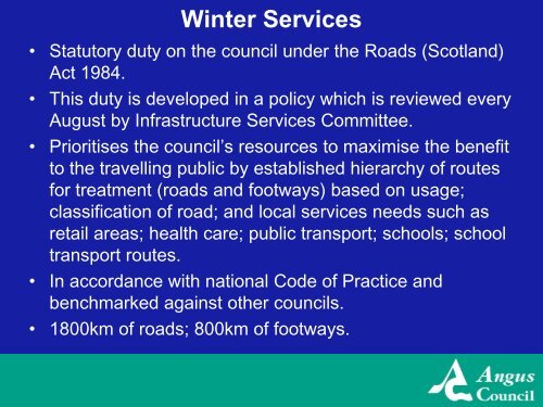 Winter Services & Potholes - Angus Council