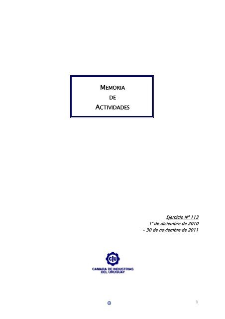 MEMORIA DE ACTIVIDADES - CÃ¡mara de Industrias del Uruguay