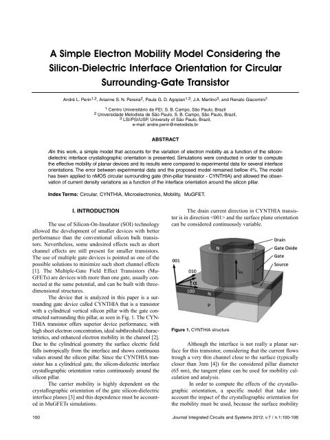 A Simple Electron Mobility Model Considering the Silicon ... - SBMicro