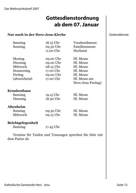 Weihnachtsbrief 2007 Gemeinde Herz-Jesu