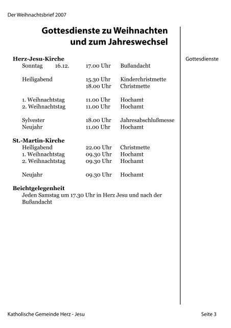 Weihnachtsbrief 2007 Gemeinde Herz-Jesu