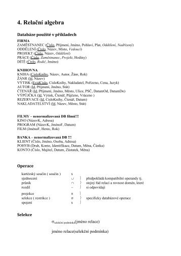 4. Relační algebra - eAMOS