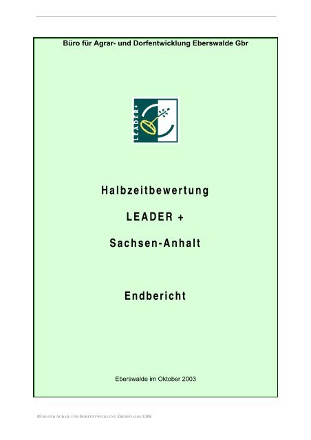 Halbzeitbewertung LEADER+