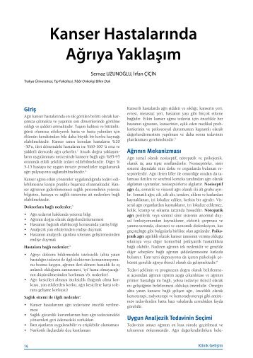 Kanser HastalarÄ±nda AÄrÄ±ya YaklaÅÄ±m - Klinik GeliÅim