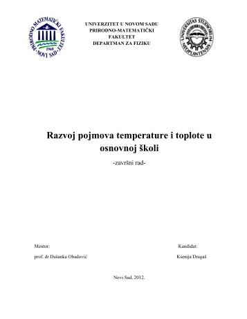 Razvoj pojmova temperature i toplote u osnovnoj školi (2012.)