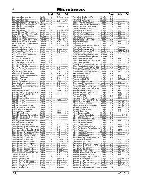 DOMESTIC BEER PRICE LIST - WineAccess.com