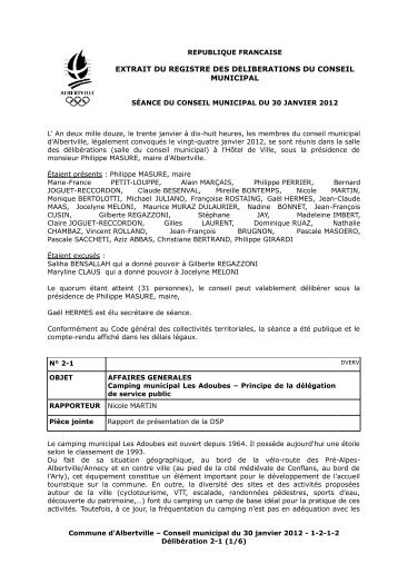 EXTRAIT DU REGISTRE DES DELIBERATIONS ... - Ville d'Albertville