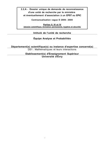 Bilan scientifique 2004 - Laboratoire Analyse et ProbabilitÃ©s