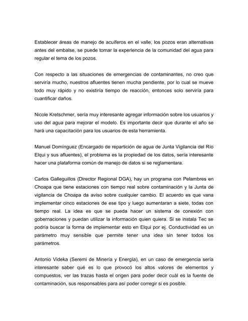 Informe IV Taller Cuenca Elqui - CAZALAC