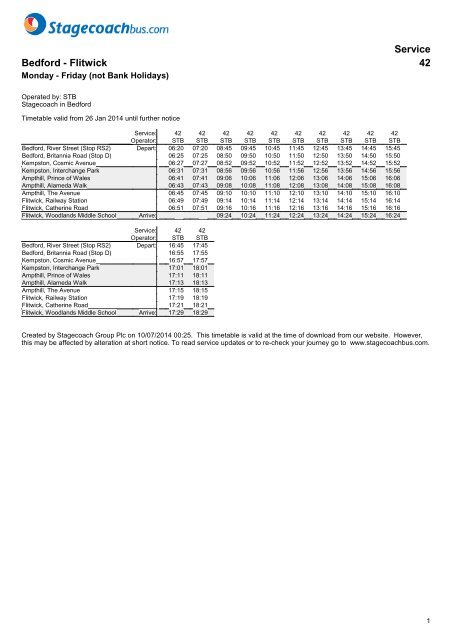 Service Bedford - Flitwick 42 - Stagecoach