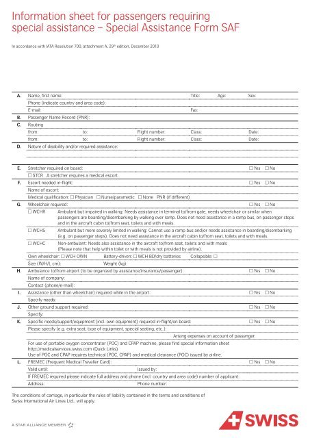 SAF/MEDIF form - Swiss