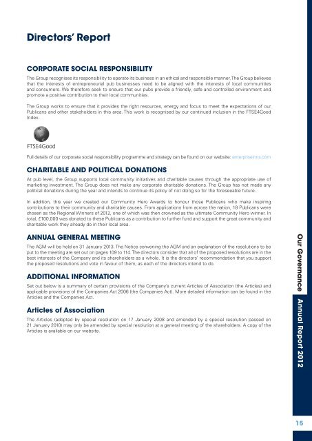 Enterprise Inns plc Annual Report and Accounts 2012