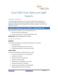 Excel 2007 Pivot Tables and sigXP Reports - Keal