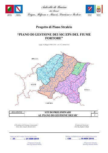 Il fiume Fortore - Studi preliminari al piano di gestione dei SIC