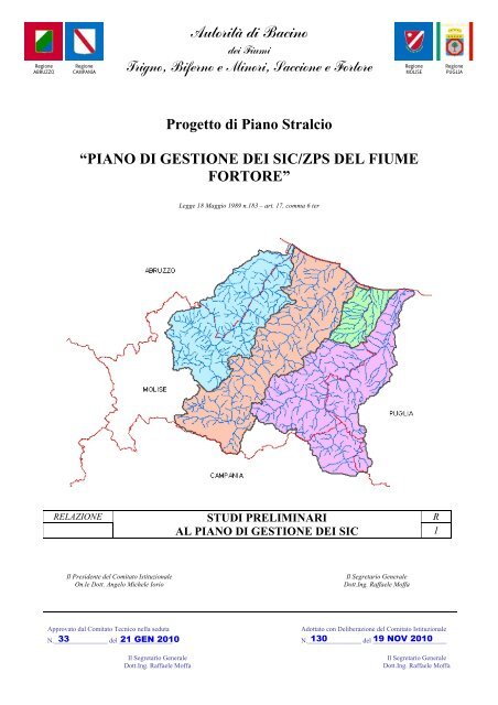 Il fiume Fortore - Studi preliminari al piano di gestione dei SIC