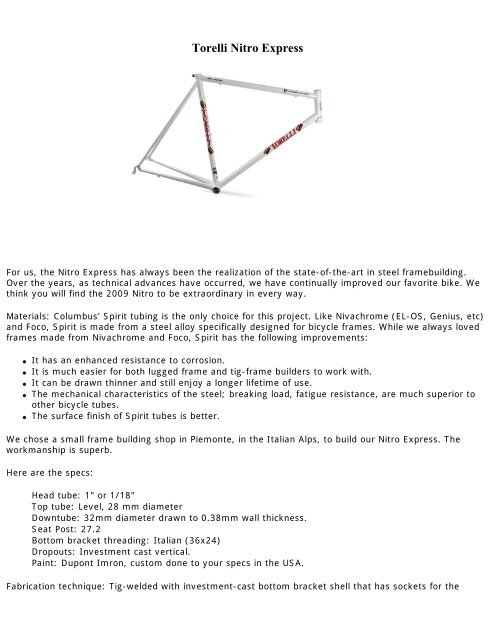 Torelli - Nitro Express - Smart Bike Parts