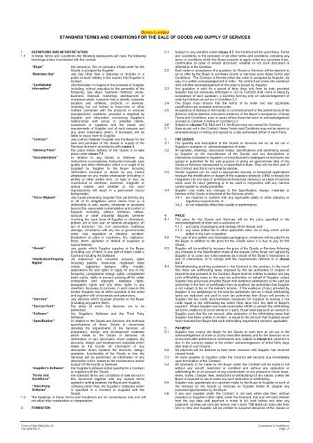 Domo Limited STANDARD TERMS AND ... - Cobham plc