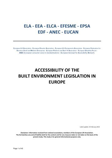 Accessibility of the built environment legislation in Europe - ANEC