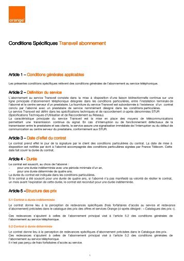 Conditions SpÃ©cifiques s SpÃ©cifiques Transveil ... - Orange mobile