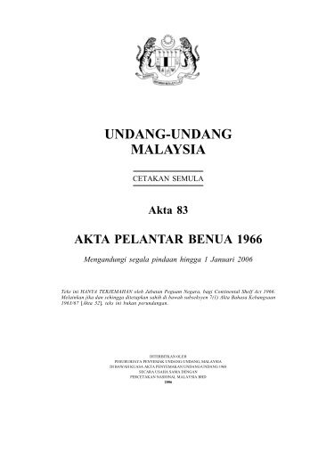 Akta Pelantar Benua 1966 - Jabatan Taman Laut Malaysia