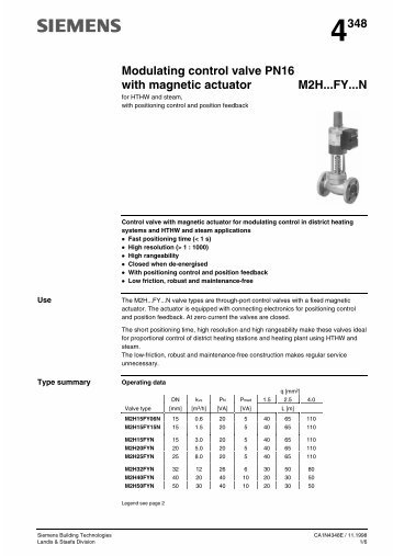 M2H..FY..N Modulating control valve PN16 with magnetic actuator ...