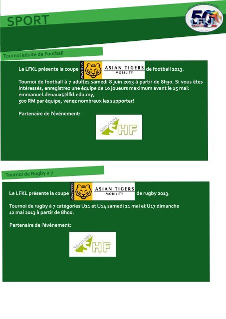 Bulletin du 11/04/13 - LycÃ©e FranÃ§ais Kuala Lumpur