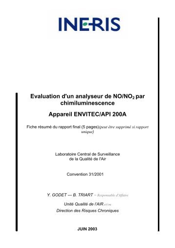 Appareil ENVITEC/API 200A - LCSQA