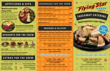 2011 Takeaway Catering Menu Cover - Flying Star Cafe