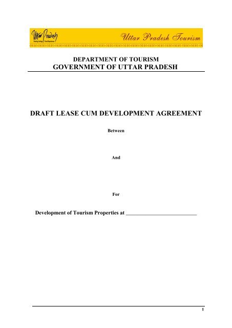 Draft Lease Cum Development Agreement - Uttar Pradesh Tourism