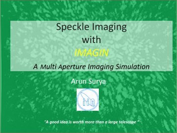 Speckle imaging with IMAGIN:Presentation