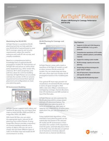 Maximizing Your WLAN ROI AirTight Planner is ... - AirTight Networks