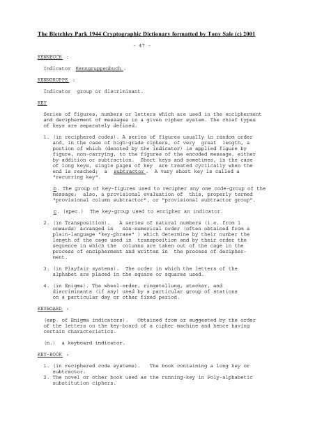 The Bletchley Park 1944 Cryptographic Dictionary formatted by Tony ...