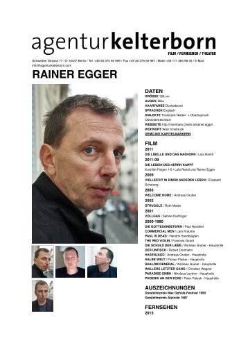 RAINER EGGER - Agentur Kelterborn