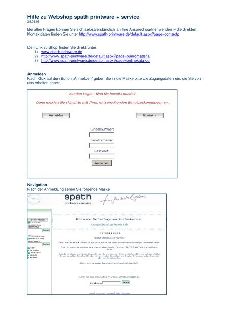 Hilfe zu Webshop - Spath | Printware + Service