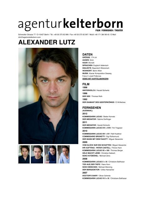ALEXANDER LUTZ - Agentur Kelterborn