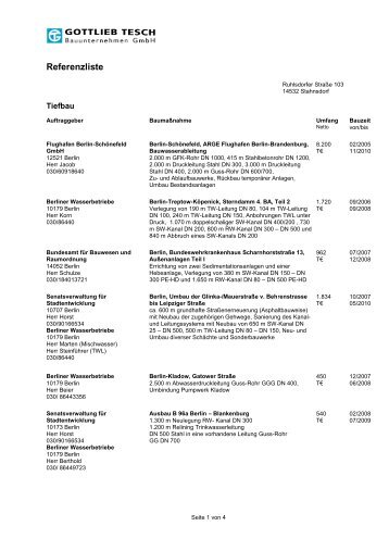 Referenzliste - GOTTLIEB TESCH Bauunternehmen GmbH