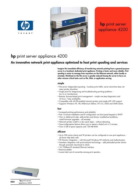 Hp Print Server Appliance 4200 Hp Print Server Appliance 4200