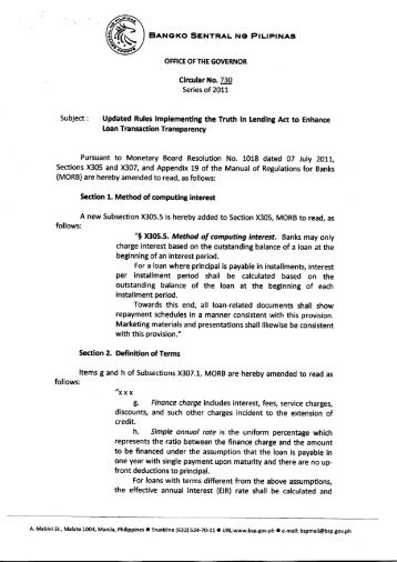 BSP Circular 730.pdf - Microfinance Council of the Philippines
