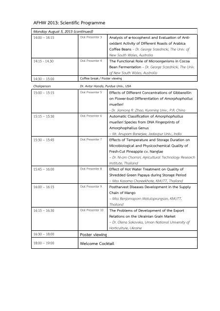 AFHW 2013 Scientific Programme - kmutt