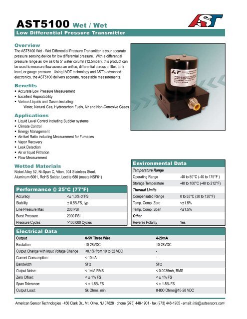 Datasheet w/ Dimensions - American Sensor Technologies