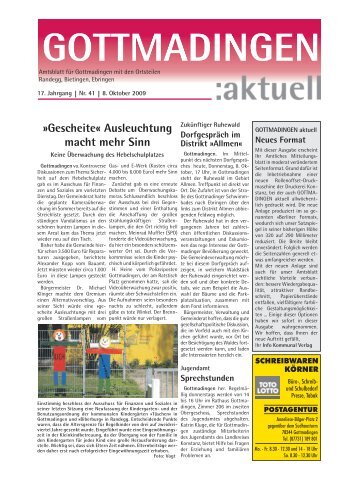 Gottmadingen Aktuell, Nr. 41 vom 8. Oktober 2009 - in Gottmadingen